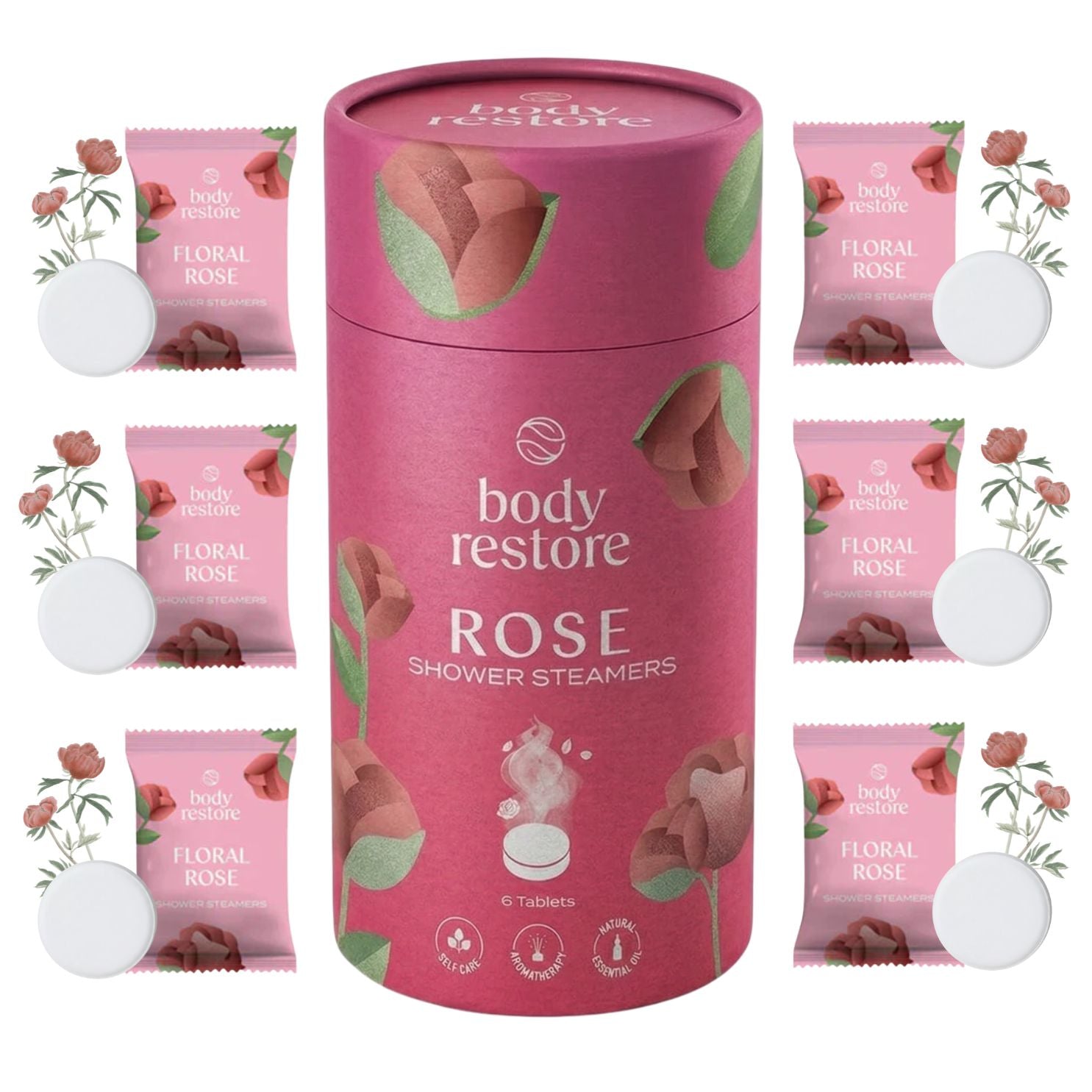 Duschdampfer mit Rosenblütenmuster – 6er-Geschenkbox